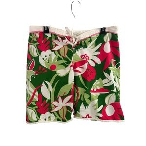 Surf Mentality Board Shorts XL Green Pink Floral Tropical Hibiscus Womens